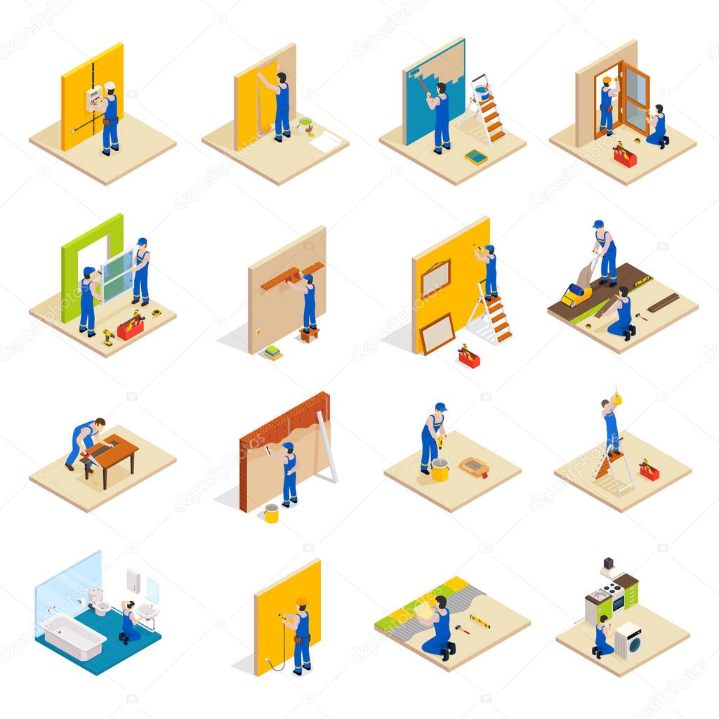 Download Home repair isometric set — Stock Vector © macrovector ...