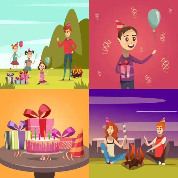 아이 들 생일 개념 아이콘 설정 — 스톡 벡터
