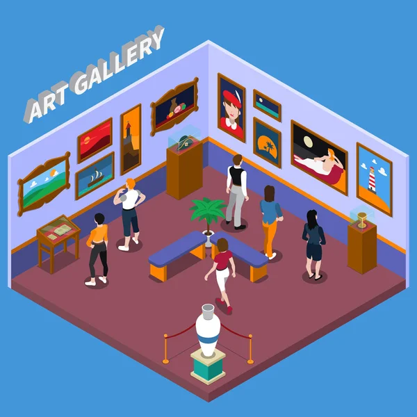 Galleria d'arte Illustrazione isometrica — Vettoriale Stock