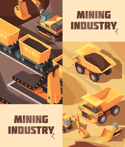 Conjunto de banners verticais de mineração —  Vetores de Stock