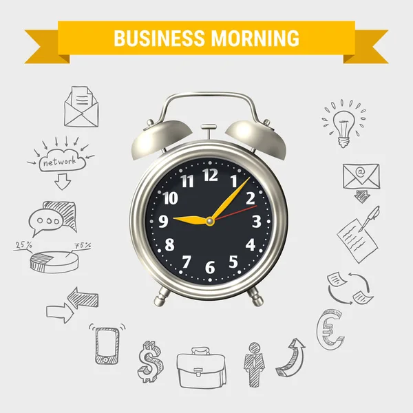 Composição da rodada da manhã de negócios — Vetor de Stock