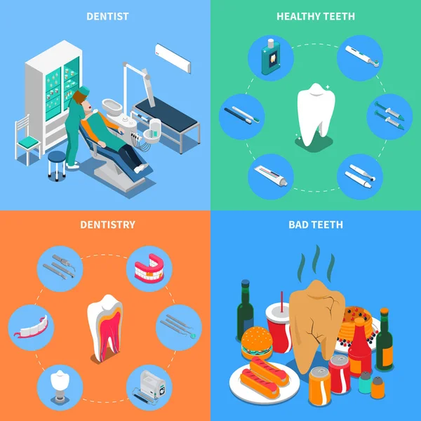 Conceito de Design de Odontologia 2x2 — Vetor de Stock