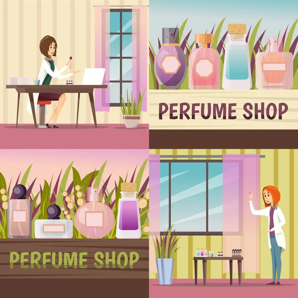 Four Perfume Shop Icon Set — Stock Vector
