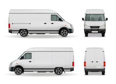 Gerçekçi kargo Van reklam Mockup