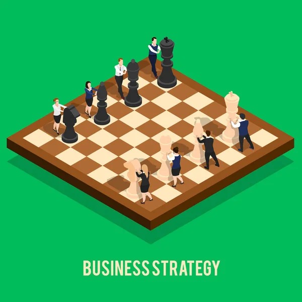 ビジネス戦略チェス コンセプト — ストックベクタ