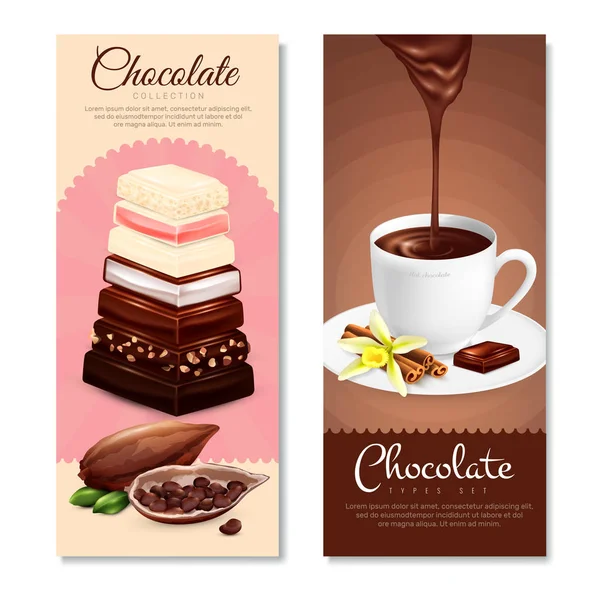 Chocolade verticale Banners Set — Stockvector