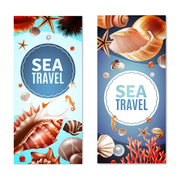 Seashell Banners Set — Stock Vector