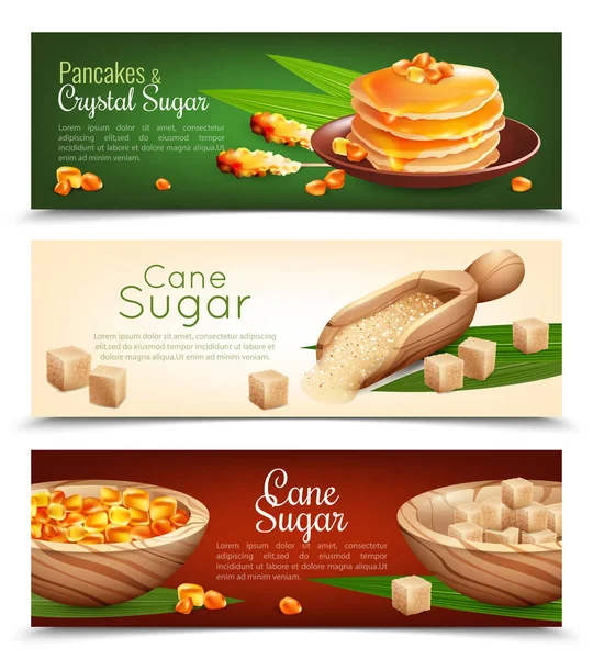 Cane Sugar Banners Set — Stock Vector