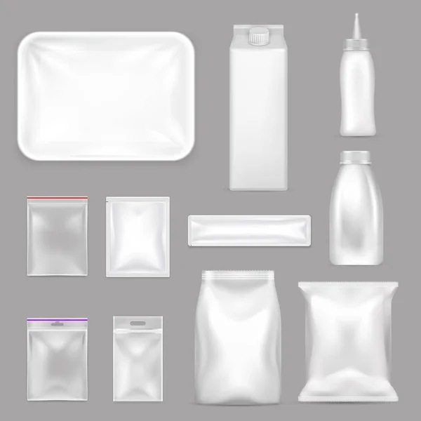 Blank Food Packaging Realistic Set — Stock Vector