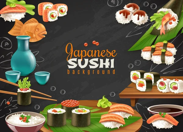 Japanse sushi achtergrond — Stockvector