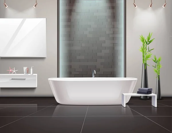 Interior del baño realista — Vector de stock