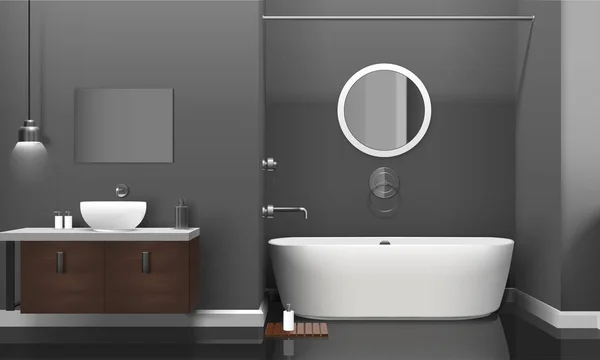 Moderne realistische badkamer interieur — Stockvector