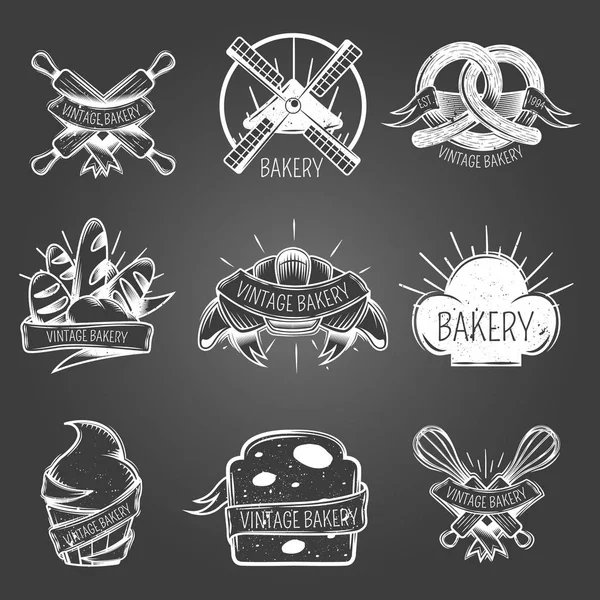 Bakery Monochrome Labels Vintage Style — Stock Vector