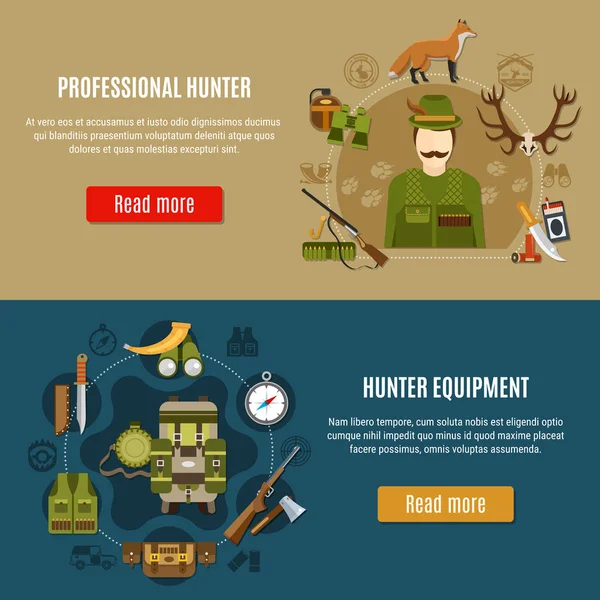 Hunting Equipment Banners Set — Stock Vector