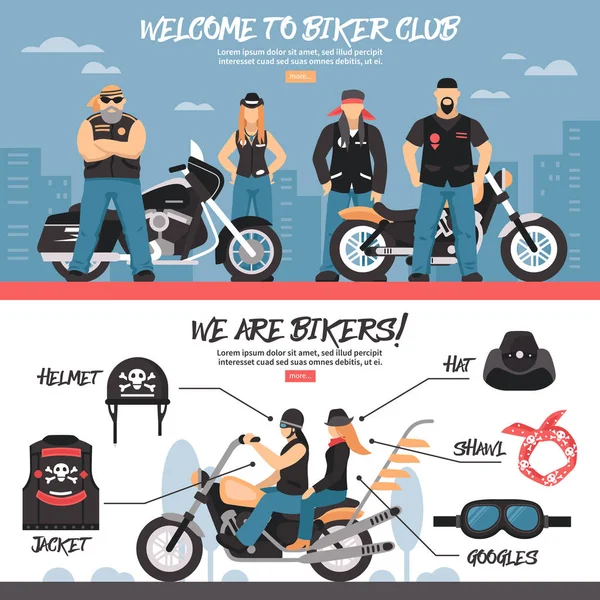 Conjunto de pancartas del club de ciclistas — Vector de stock