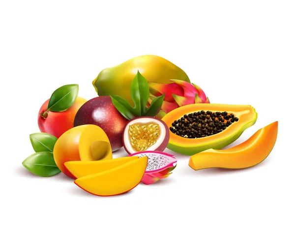 Composição de grupo tropical frutado — Vetor de Stock