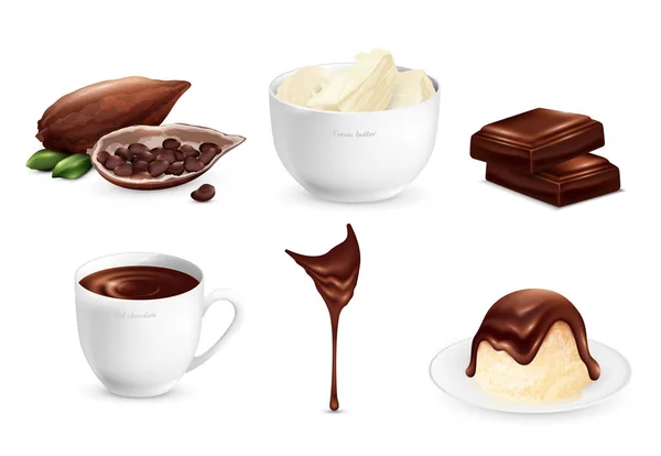 Kakaoprodukte Set — Stockvektor