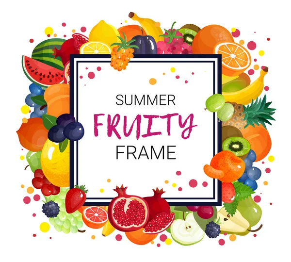 Sommer Früchte Rahmen Hintergrund — Stockvektor