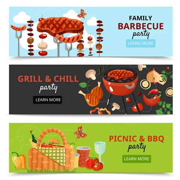 Familj Bbq part Banners — Stock vektor