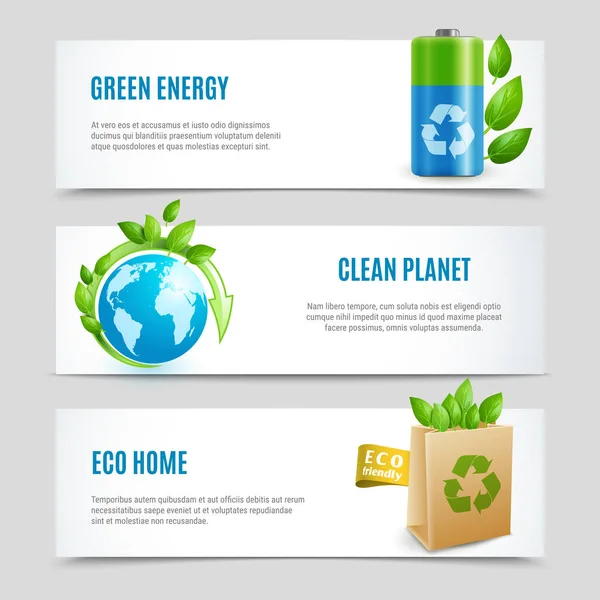 Ecology Horizontal Banners In Paper Design — Stock Vector