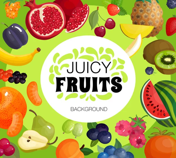 Cartaz de fundo do quadro de frutas frescas — Vetor de Stock