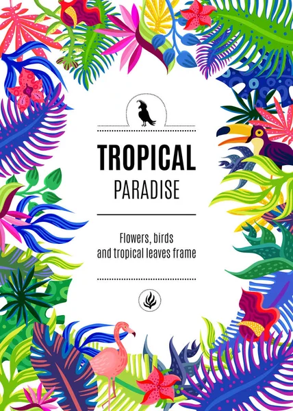 Tropical Paradise Frame Background Poster — Stock Vector