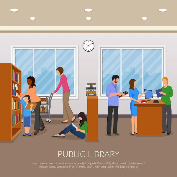 Ipublic bibliotheek llustration — Stockvector