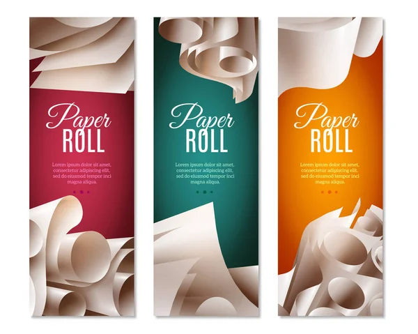 3d Paper Rolls Banners — Stock Vector