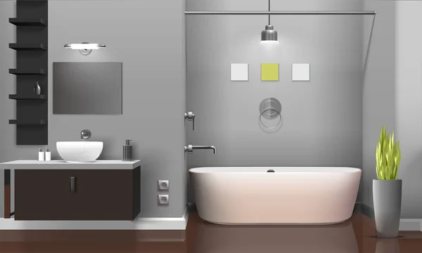 Diseño interior moderno baño realista — Vector de stock