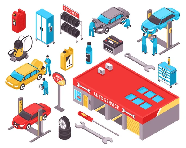 Conjunto de ícones isométricos de serviço automático — Vetor de Stock