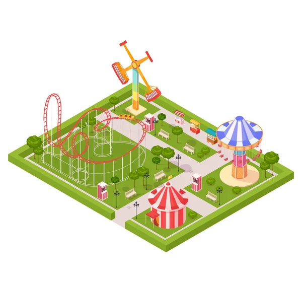 Composición de diseño del parque de atracciones — Vector de stock