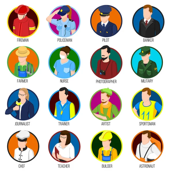 Conjunto de iconos de profesiones Avatar — Vector de stock
