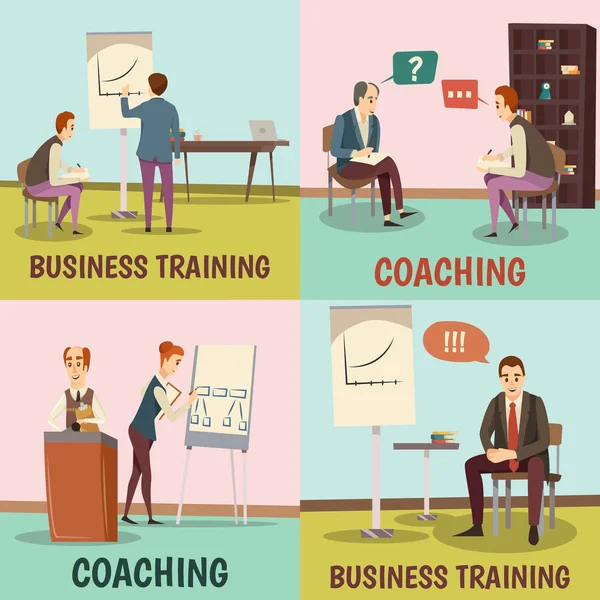 Coaching concetto Icone Set — Vettoriale Stock