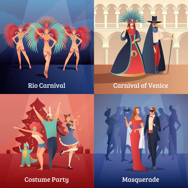 Carnival Party konceptet ikoner Set — Stock vektor