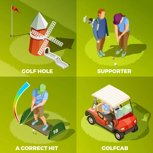 Golf 2 x 2 isometrische ontwerpconcept — Stockvector