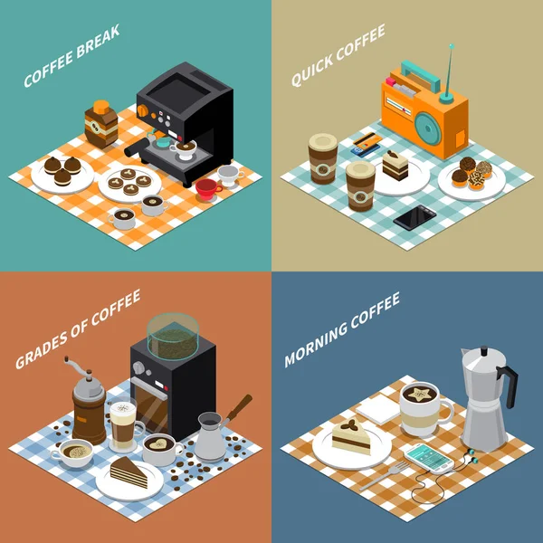 Café Isometric Design Concept — Image vectorielle