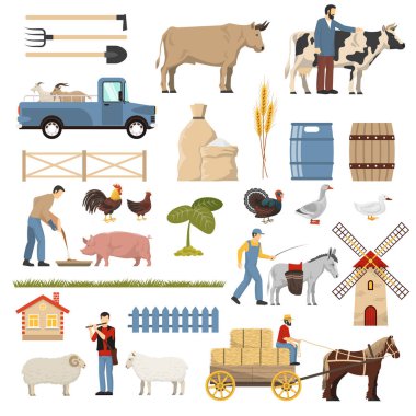 Hayvan çiftliği öğeleri koleksiyonu