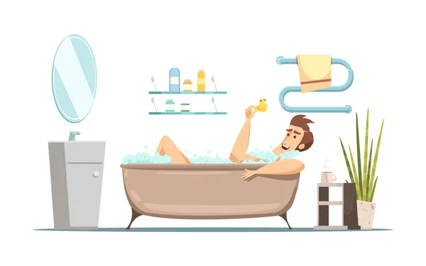 Człowiek biorąc kąpiel w łazience — Wektor stockowy