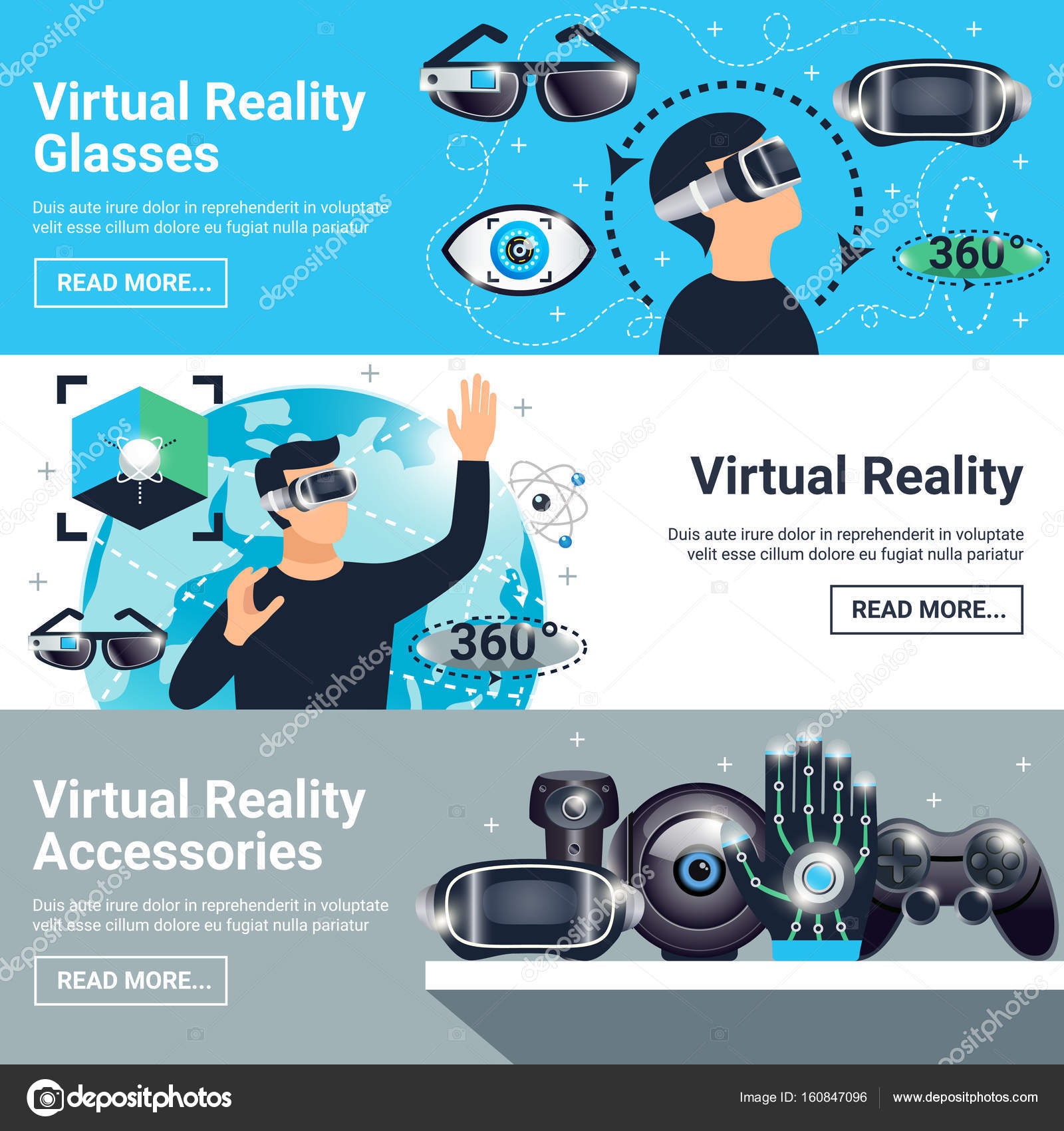 Virtual Reality Banner Set Stock Vector by ©macrovector 160847096