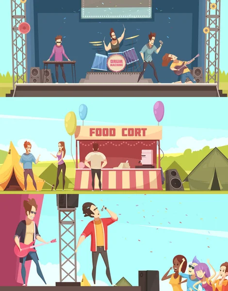 Set de Banners de Festival al Aire Libre — Vector de stock