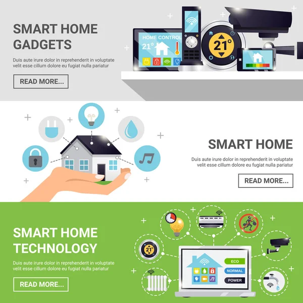 Set di banner orizzontali Smart Home — Vettoriale Stock