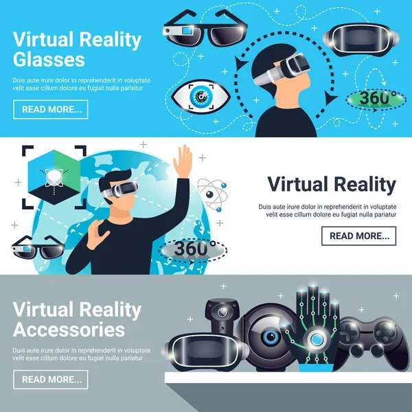Zestaw wirtualnej rzeczywistości Banner — Wektor stockowy