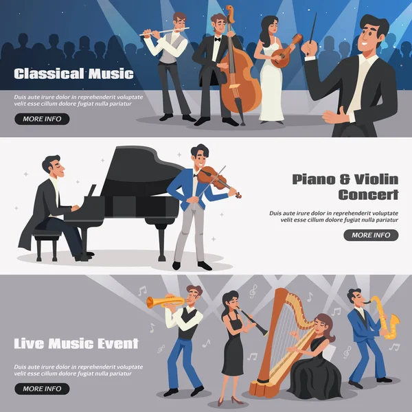 Muzikant Banner Set — Stockvector