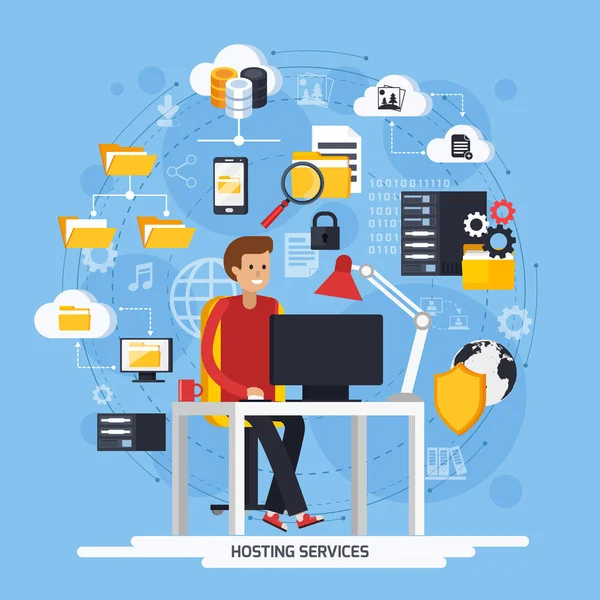 Concepto de Servicios de Hosting — Vector de stock