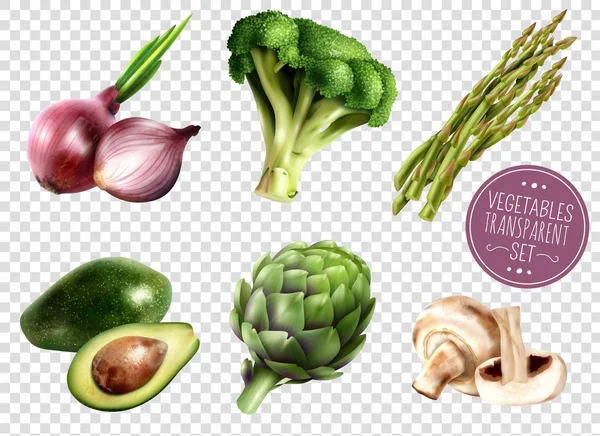 Conjunto transparente de verduras — Vector de stock