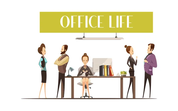 Ilustração da vida útil do escritório — Vetor de Stock
