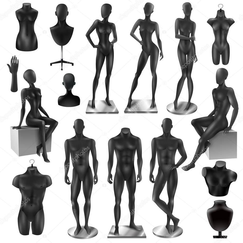 Mannequins Men Women Realisyic Black set