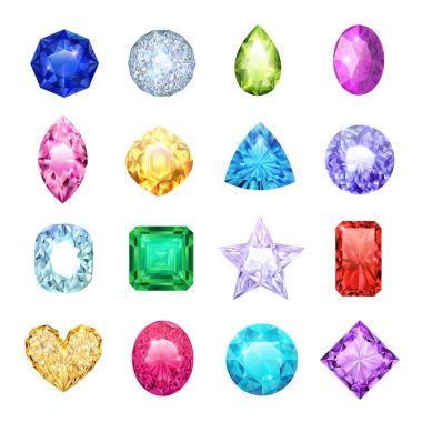 Mücevher gerçekçi Icon Set