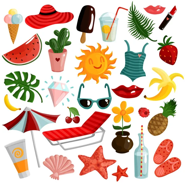 Summer Accessories Set — Stock Vector