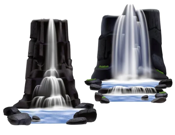 Cascate Composizione realistica Set — Vettoriale Stock